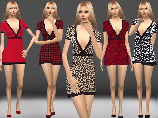 V-neck Satin Dress by Newsea